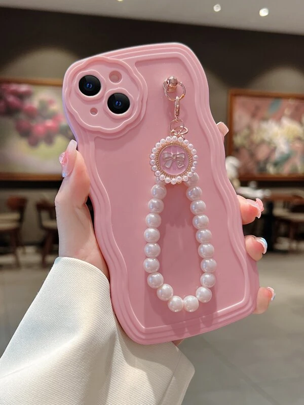 เคสโทรศัพท์ สีพื้น พร้อม ไข่มุก จี้ c-57