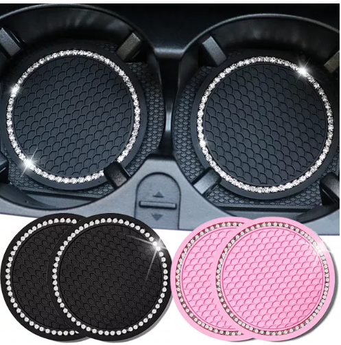 JN23-อุปกรณ์ตกแต่งภายในรถยนต์ 1/2pcs แผ่นรองแก้วน้ำกันลื่นสำหรับรถยนต์ เพชร ที่วางแก้วป้องกันการลื่น อุปกรณ์ในรถยนต์แผ่นรองแก้วกันลื่นในรถยนต์,อุปกรณ์ตกแต่งรถยนต์แผ่นรองแก้วแบบเพชรจำนวน