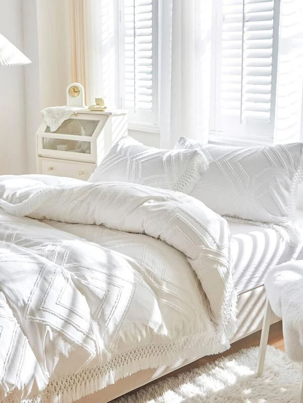 ชุดปลอกผ้านวม ไม่มีฟิลเลอร์ ตกแต่ง พู่ t-1