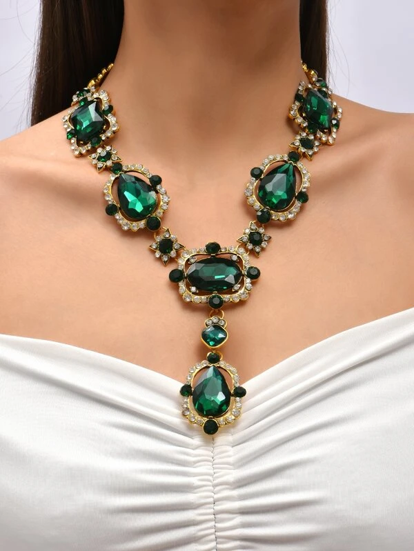 สร้อยคอ ประดับแก้วสี  kk-242