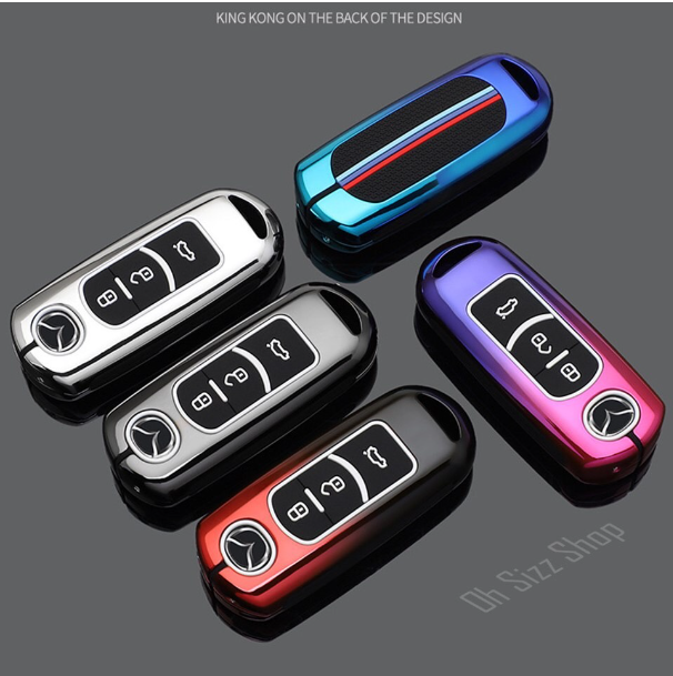 K73-เคสโลหะรีโมทรถ MAZDA Smart Key สีไฮบริดสวยงาม ปุ่มเรืองแสง Alloy Full Package Mazda 3 แบบสมาร์ทคีย์ 2 และ 3 ปุ่ม