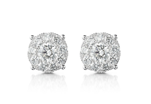 Simplicity Classic Pave Illusion Diamond Halo Stud Earrings