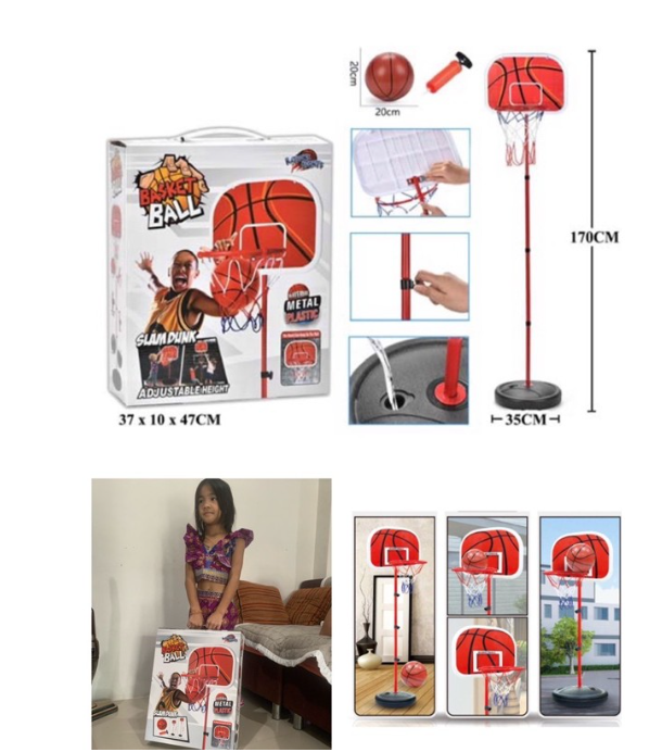 MM48-แป้นบาสขาตั้งเหล็กปรับระดับได้ ปรับสูงสุดได้ถึง 170cm อุปกรณ์ครบชุด พร้อมประกอบได้ทันที