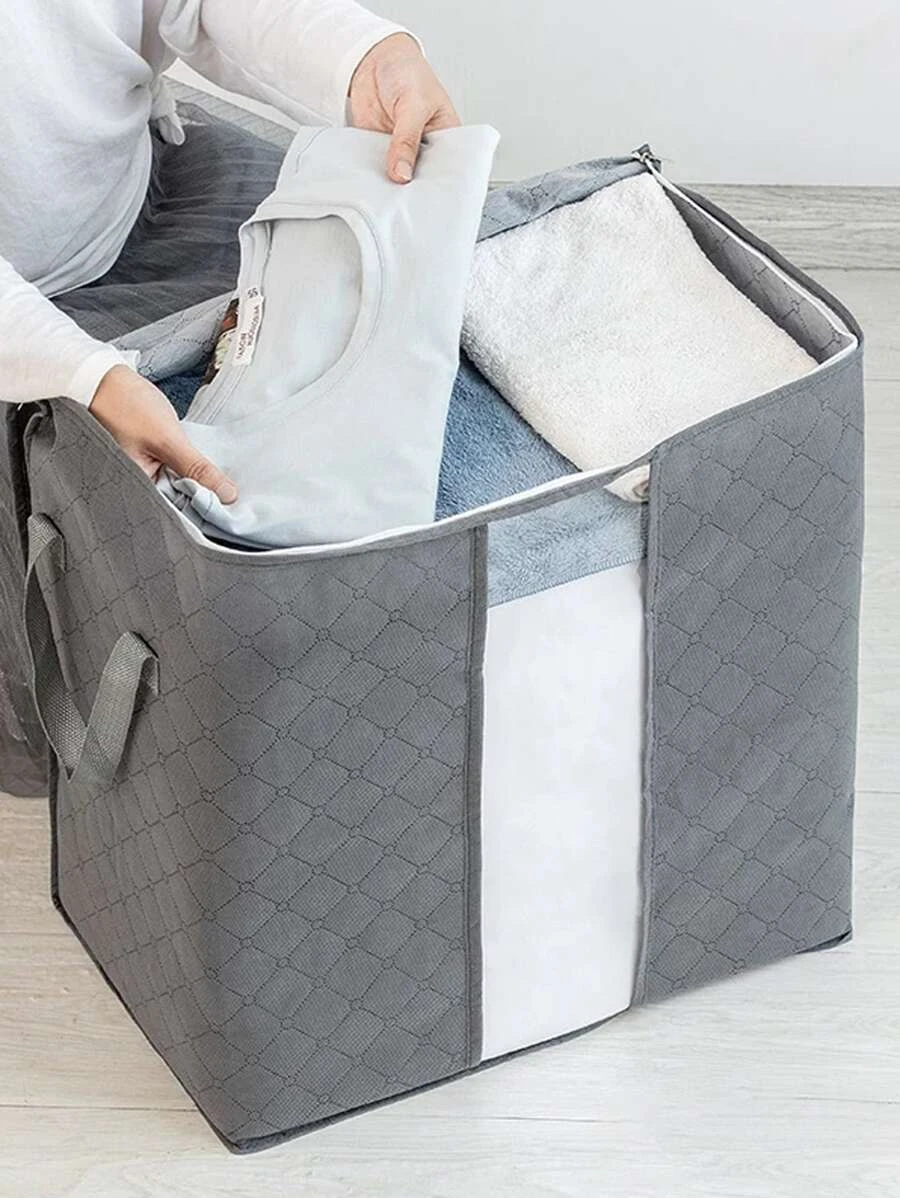 1 ชิ้น ถุงผ้านวม ขนาดใหญ่, ถุงเก็บผ้านวม กระเป๋าเก็บผ้านวม, ถุงเก็บเสื้อผ้า, กระเป๋าเก็บเสื้อผ้า แบบมีซิป มีที่จับเสริม  gg-1