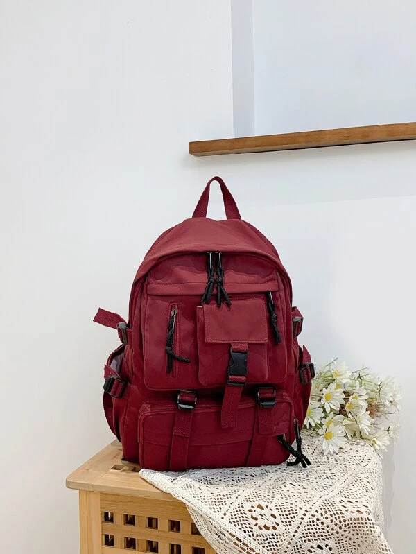 กระเป๋าเป้ คลาสสิค แต่งหัวเข็มขัดแบบปลดเร็ว กระเป๋าด้านหน้า ll-89