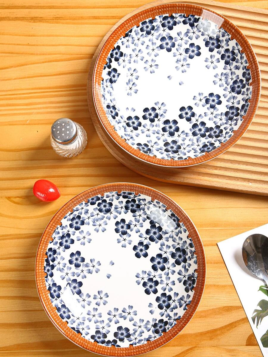 จาน กลม ลาย ดอกไม้ 1 ชิ้น  ff-32