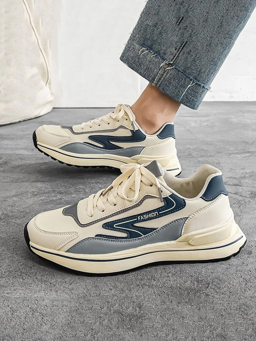 ผู้ชาย รองเท้าผ้าใบทรง Chunky บล็อคสี สายรัดหน้า m-49 z.39-45