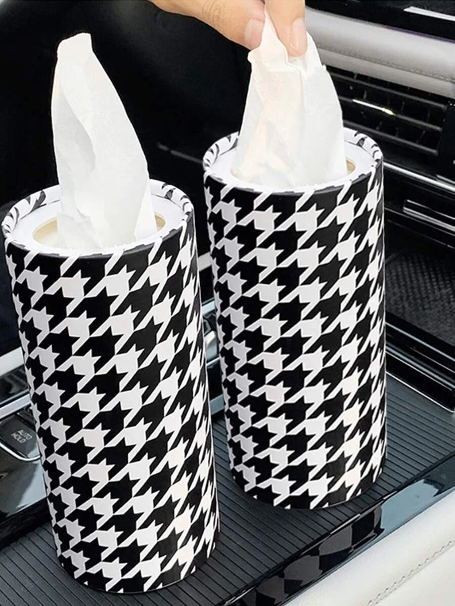 กล่องทิชชู่ ในรถยนต์ 1 ชิ้น ลายเรขาคณิต  nn-195