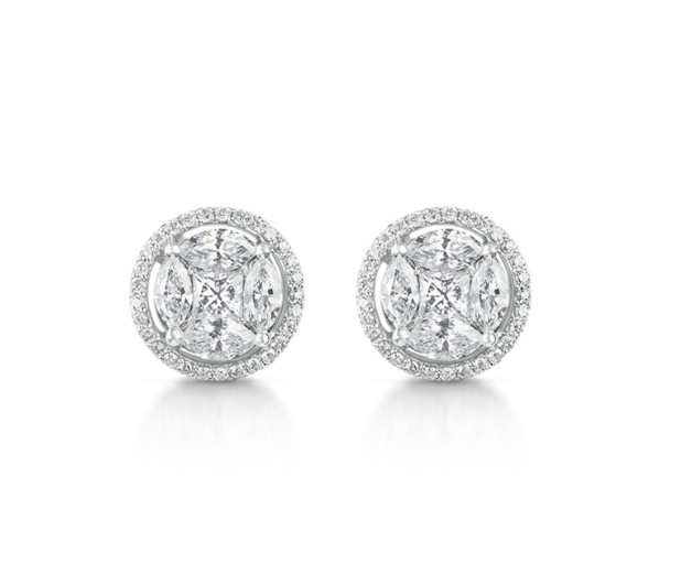 Round Illusion Halo Earrings
