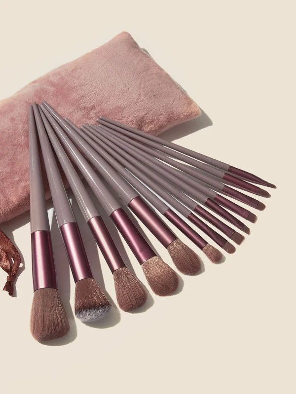 13ชิ้น เซ็ตแปรงแต่งหน้า & 1 ชิ้น กระเป๋าเก็บของ e-70