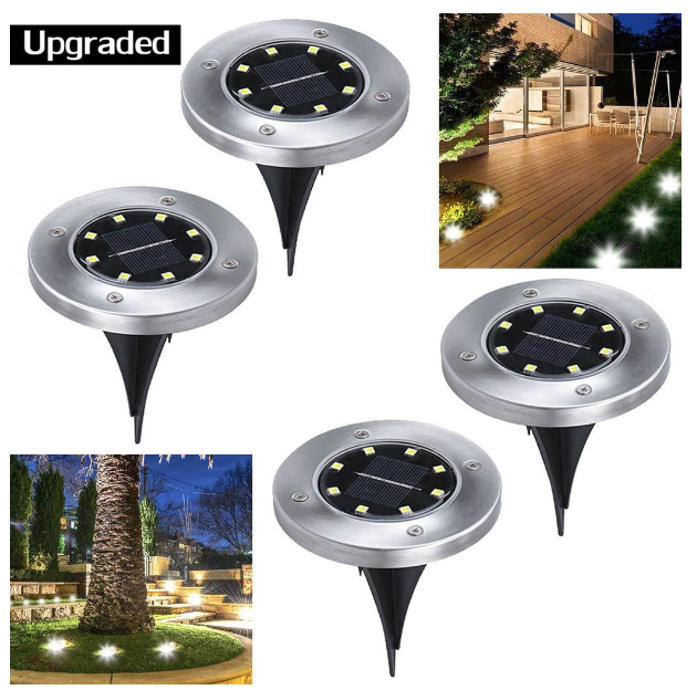 TH22-โคมไฟ 8 LED พลังงานแสงอาทิตย์สำหรับตกแต่งสวน