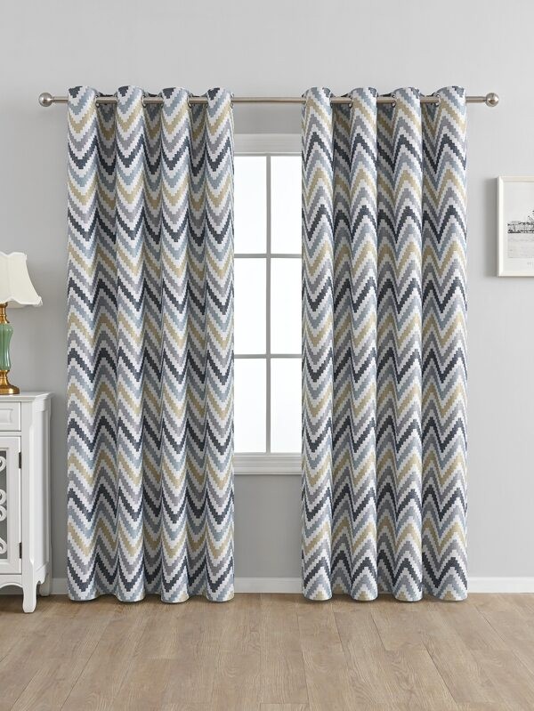 ผ้าม่านลายเชฟรอนเดี่ยว  034