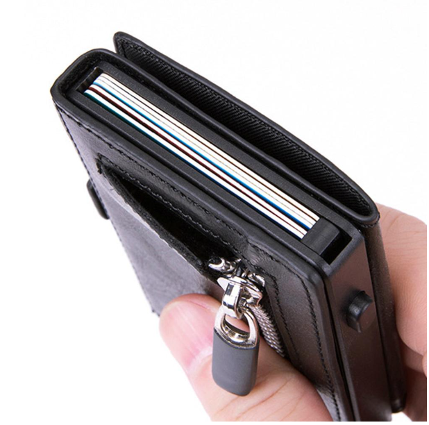 HU28-กระเป๋าสตางค์หนังคาร์บอนไฟเบอร์ Humerpaul RFID สำหรับผู้ชาย