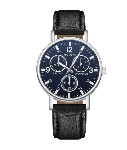 EW46-นาฬิกาข้อมือผู้ชายนาฬิกาควอทซ์หนัง PU เรียบง่ายธุรกิจ