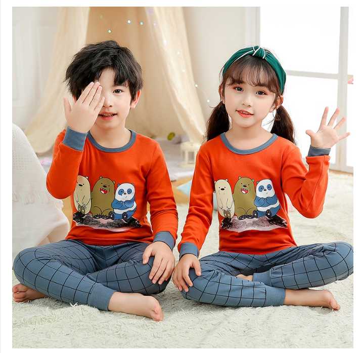 SA91>K154 ชุดนอนเด็ก เสื้อผ้าเด็ก ขุดนอนเด็กผู้ชาย ชุดนอนเด็กสไตส์เกาหลี ลายหมีสามตัว [100% COTTON] By Superkidz