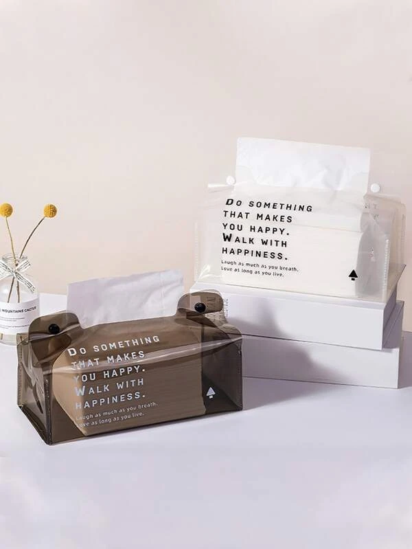 1pc สโลแกน Graphic Random Tissue Storage Box  nn-91