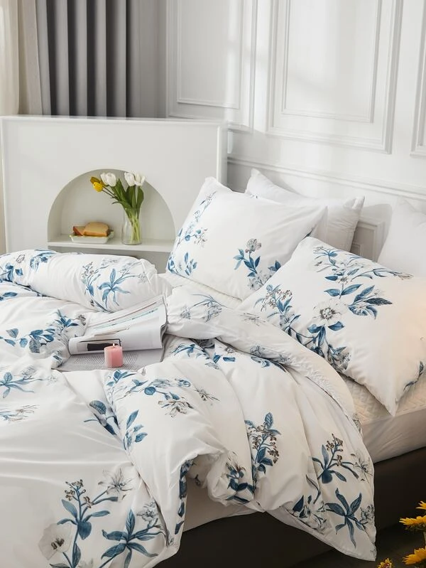 ชุดปลอกผ้านวม ไม่มีฟิลเลอร์ พิมพ์ ลายดอกไม้ t-20