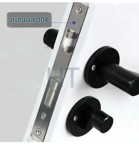 SA11-ลูกบิดมือจับก้านโยก { สีดำ } ก้านโยกเปิด-ปิดประตู พร้อมอุปกรณ์ล็อคกุญแจครบชุด ( แบบ กลม )