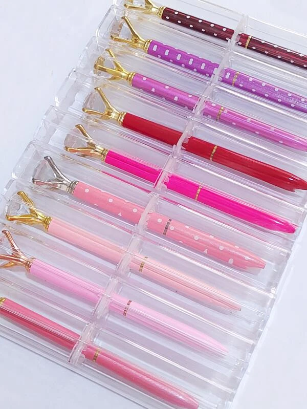 ปากกาลูกลื่น ประดับ เพชร สุ่ม 2 ชิ้น s-52