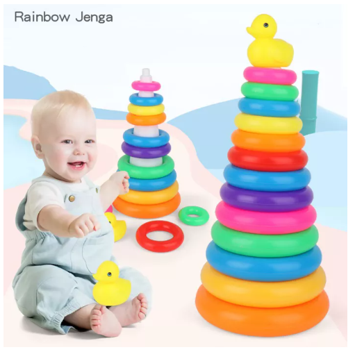 TOY61-ห่วงเจดีย์สวมหลัก ห่วงหลากสี ห่วงเสริมพัฒนาการ