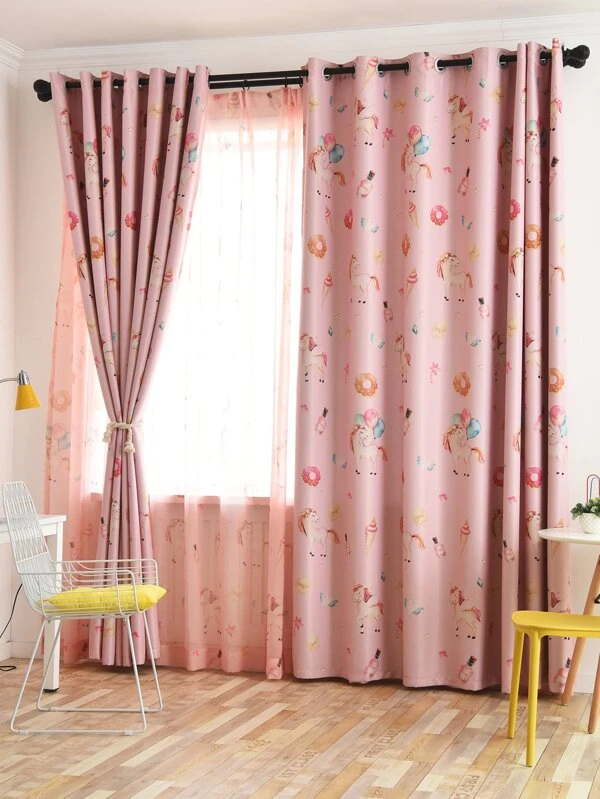 ผ้าม่านพิมพ์ลายยูนิคอร์นสำหรับเด็ก 010