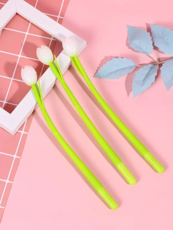 ปากกาเจล ดอกทิวลิป รูปร่าง สุ่ม 3 ชิ้น s-30