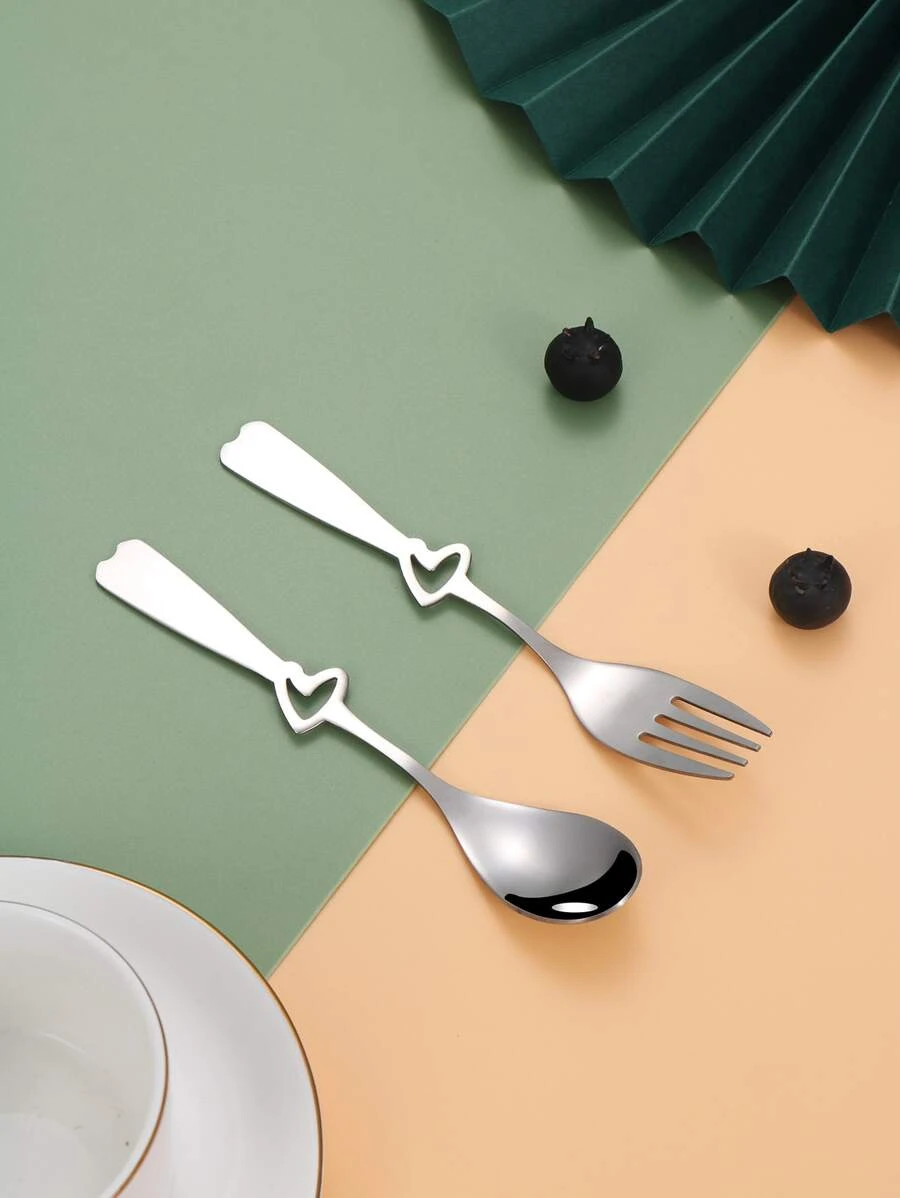 เซต หัวใจ ส้อม และ ช้อน 2 ชิ้น  hh-55