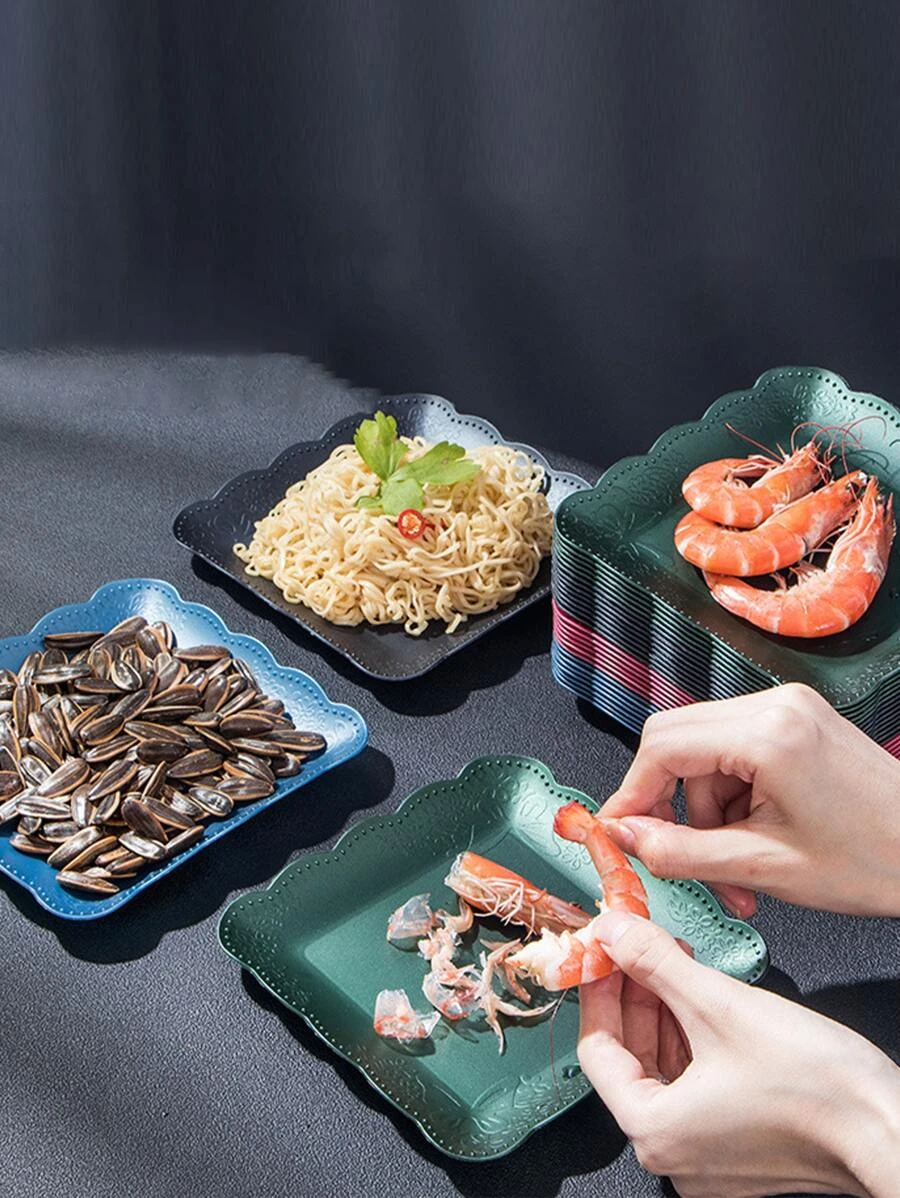 จาน 1 ชิ้น ขอบโค้ง หลากสี ff-43