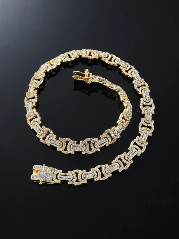 ผู้ชาย สร้อยคอ แบบโซ่ ตกแต่ง พลอยเทียม  kk-259