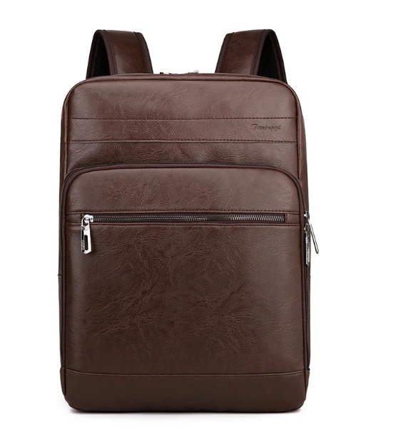 HU86-ผู้ชายกระเป๋าเป้สะพายหลัง PU หนังแล็ปท็อปกระเป๋าเป้สะพายหลังโน้ตบุ๊คกันน้ำ Bagpack กระเป๋าโรงเรียน Anti T