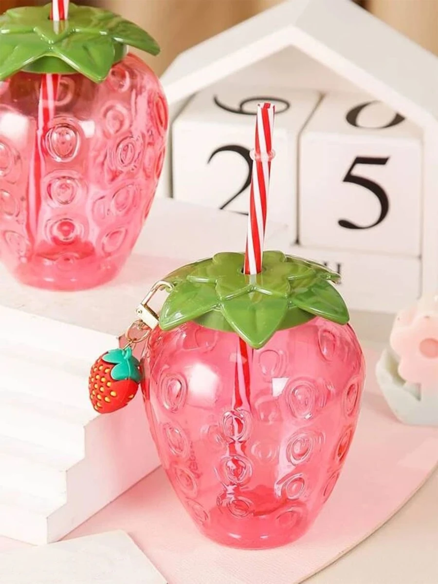 1 ชิ้น พลาสติก ทัมเบลอร์ พร้อม สร้างสรรค์ สตรอว์เบอร์รี ออกแบบ ถ้วยฉนวน สำหรับเดินทาง สำหรับสำนักงาน  pp-68