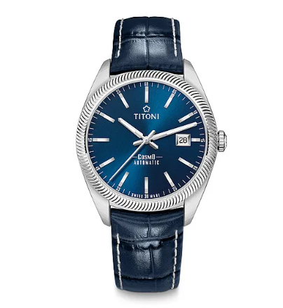 WAT140-นาฬิกา Titoni Cosmo 41mm Blue Index Dial Leather Strap (878 S-ST-612) Avid Time ของแท้ ประกันศูนย์