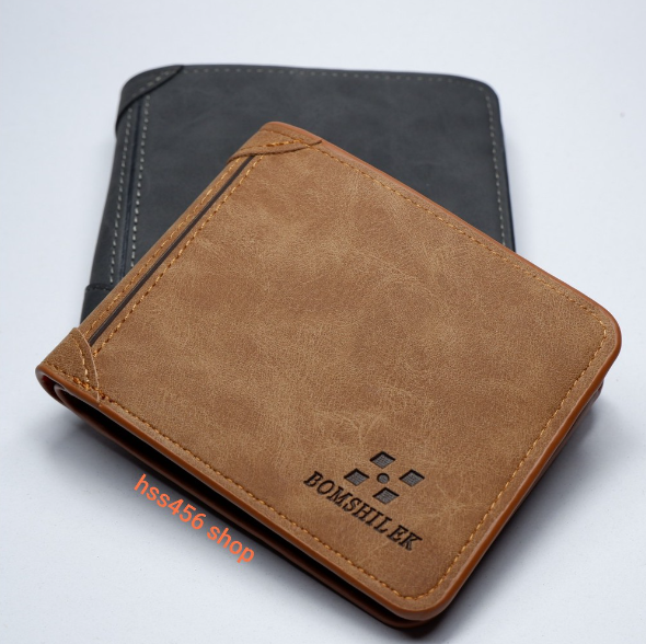 RAY51-กระเป๋าสตางค์ผู้ชาย BOMSHI ขนาดเล็ก #M8802 ฟอกเย็บ