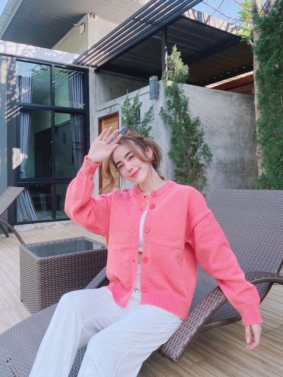 คาร์ดิแกนไหมพรมกระดุมใหญ่ เนื้อผ้านุ่มนิ่ม โคเรียสไตล์  i-17