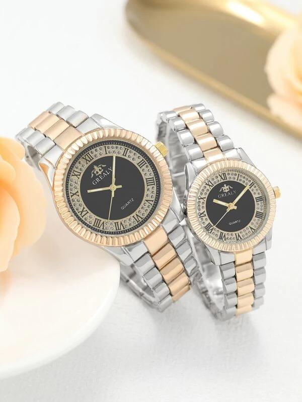 นาฬิกาควอตซ์ ประดับแก้วสี 2 ชิ้น น-0181