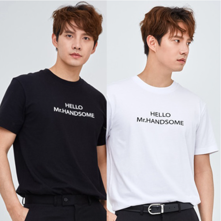 PE18-เสื้อยืดแฟชั่นเกาหลีล้างสต็อค ลาย HELLO Mr.HANDSOME