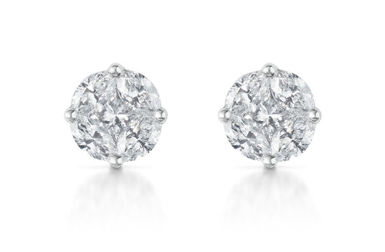 Round Shape Illusion Diamond Stud Earrings