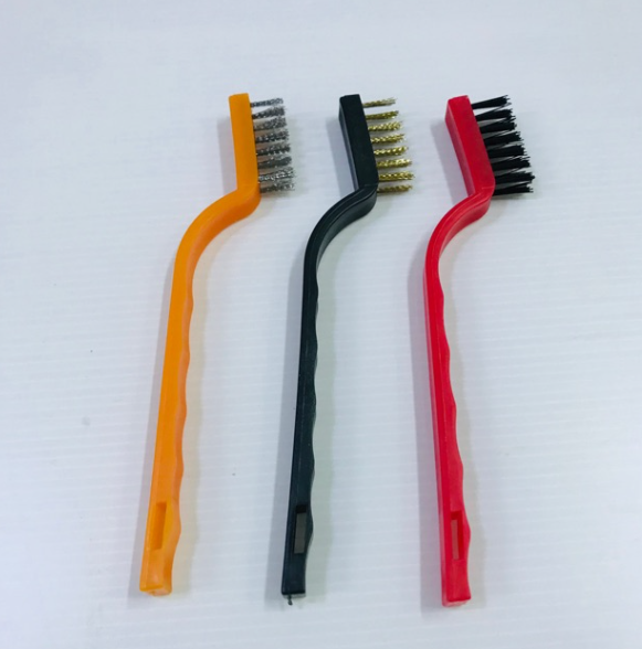 MW180-แปรงทองเหลือง ชุด 3 ชิ้น มีด้าม ขนาดเล็ก แปรงขัดอเ