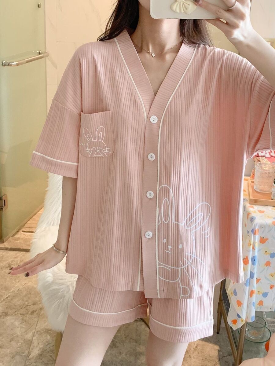 ชุดนอนผู้หญิง ชุดนอนแขนสั้นขาสั้น ชุดนอนแฟชั่น เซ็ตชุดนอน  bb-25