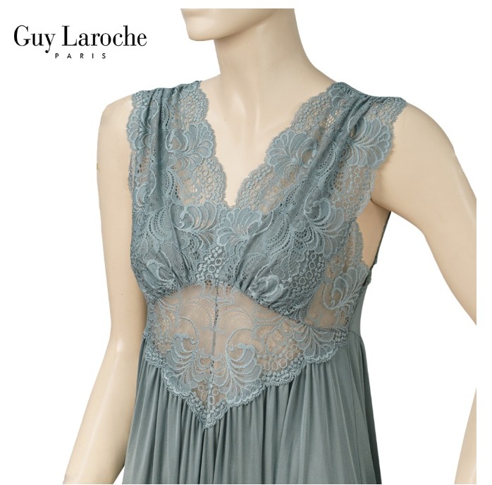 SA10>ชุดนอน แบรนด์ GUY LAROCHE ผ้า Smooth Knit กระโปรงยาว Maxi Luxury Nightwear GN3J36 ผ้าไนลอนทอพิเศษจากJapanดีไซน์หรูหรา