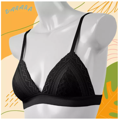 BRA51 VARARA (วาราร่า) บราลูกไม้ไร้โครง เสื้อในเซ็กซี่ บราโชว์ร่องอก ฟองบาง เต้าสามเหลี่ยม ตะขอหลัง ลูกไม้ยืดทั้งตัว LV1101 ชุดไปทะเลสวยๆ