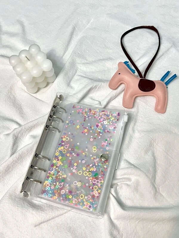 1 ชิ้น โปร่งใส ใบหลวม หนังสือ เปลือกหอย & 10 ชิ้น ตกแต่งเลื่อม กระเป๋าแฟ้ม f-11