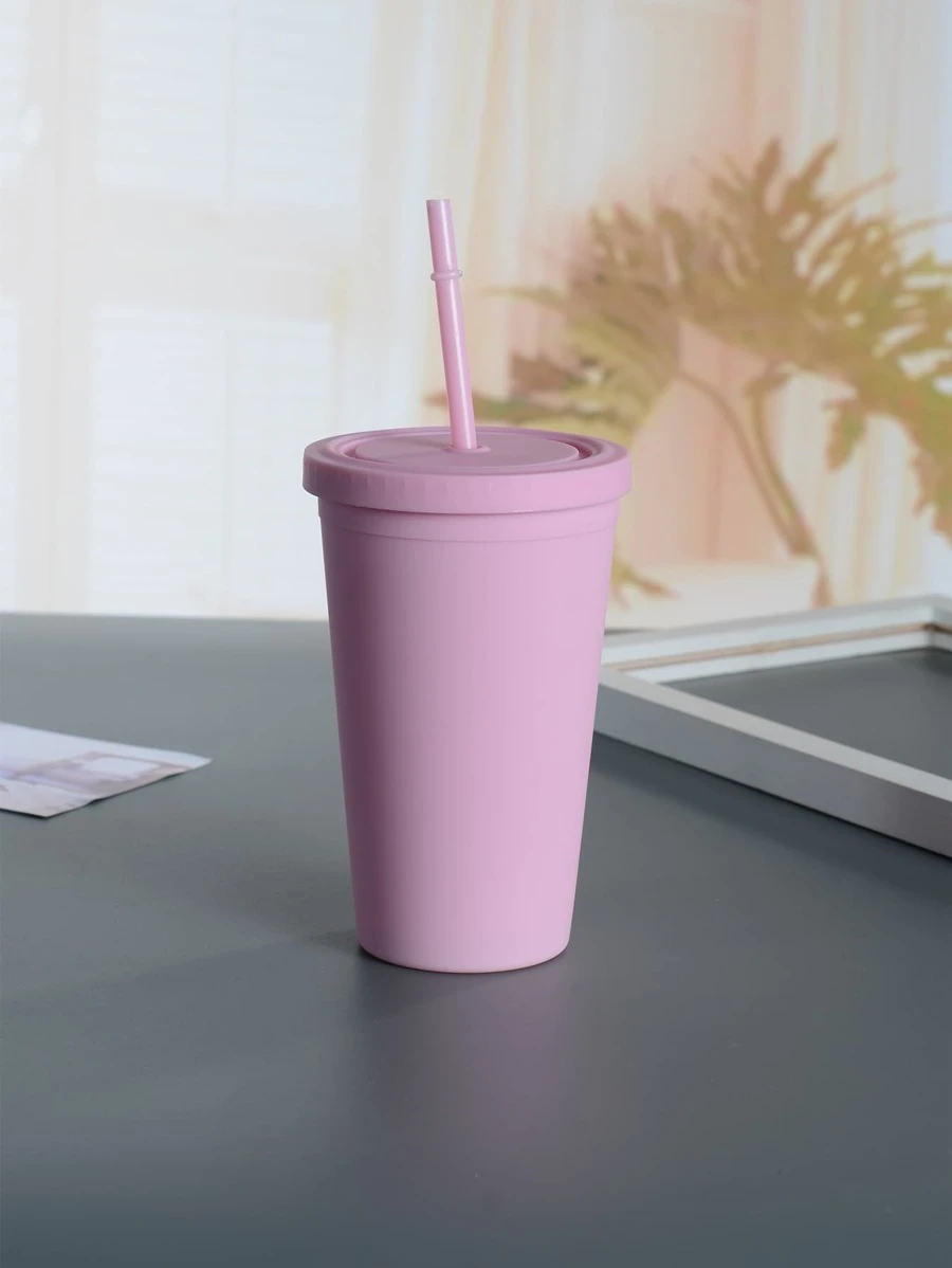 1 ชิ้น 450 มล พกพาได้ พลาสติก ทัมเบลอร์ พร้อม มินิมอลลิสต์ สีพื้น ถ้วยดื่ม สำหรับ บ้าน  pp-27