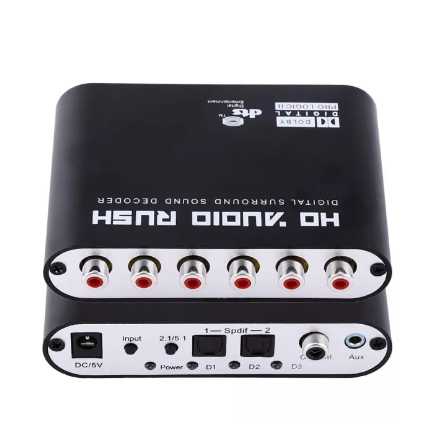 GE50-5.1 Channel Audio Decoder DTS Digital Surround Sound HD Player Converter Amplifier Optical Coaxial Analog Portable