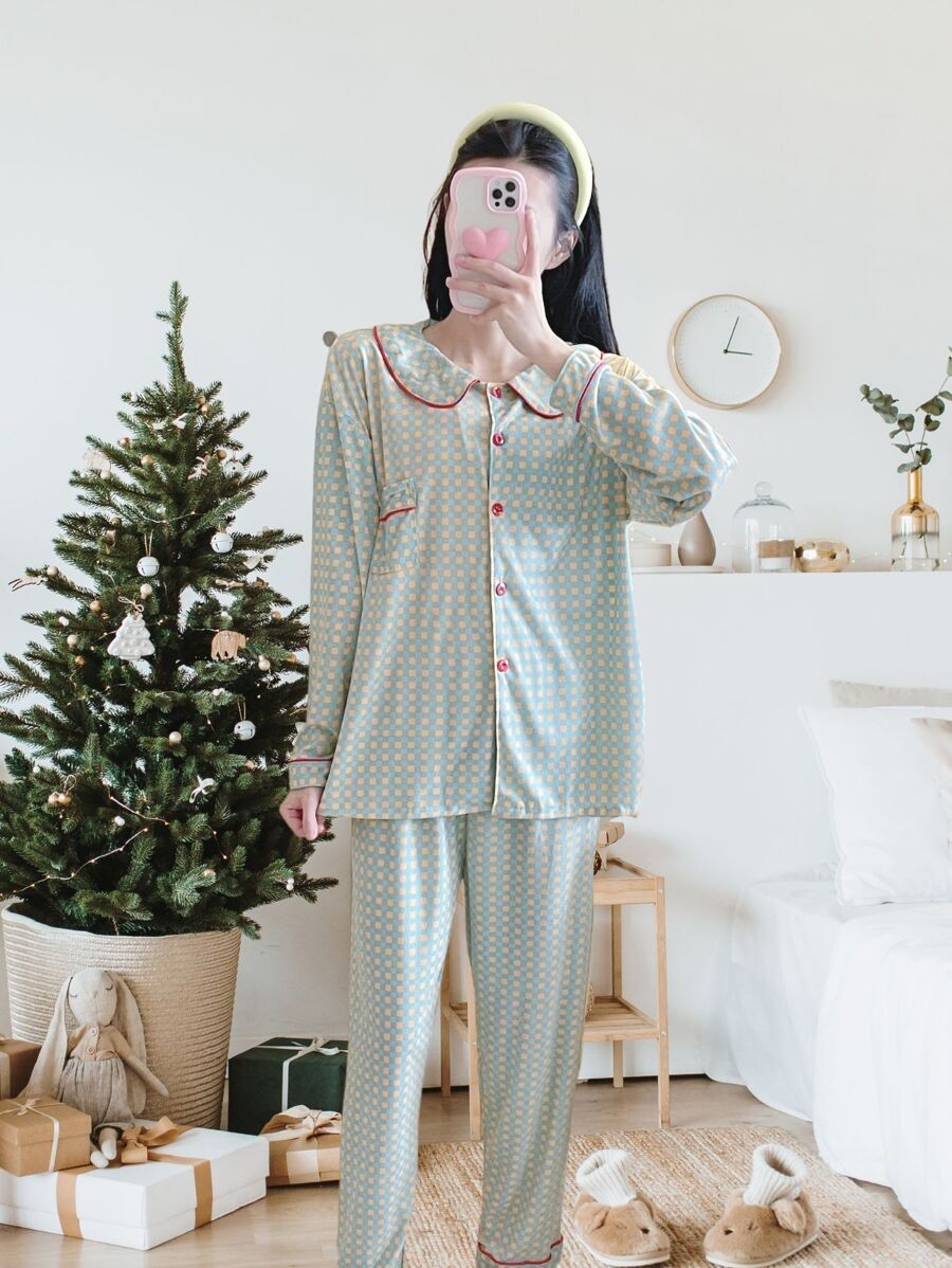 เซ็ตชุดนอนผู้หญิง ชุดนอนผ้าคอตตอนผสม ชุดนอนแขนยาวขายาว ชุดนอนผู้หญิง  bb-1