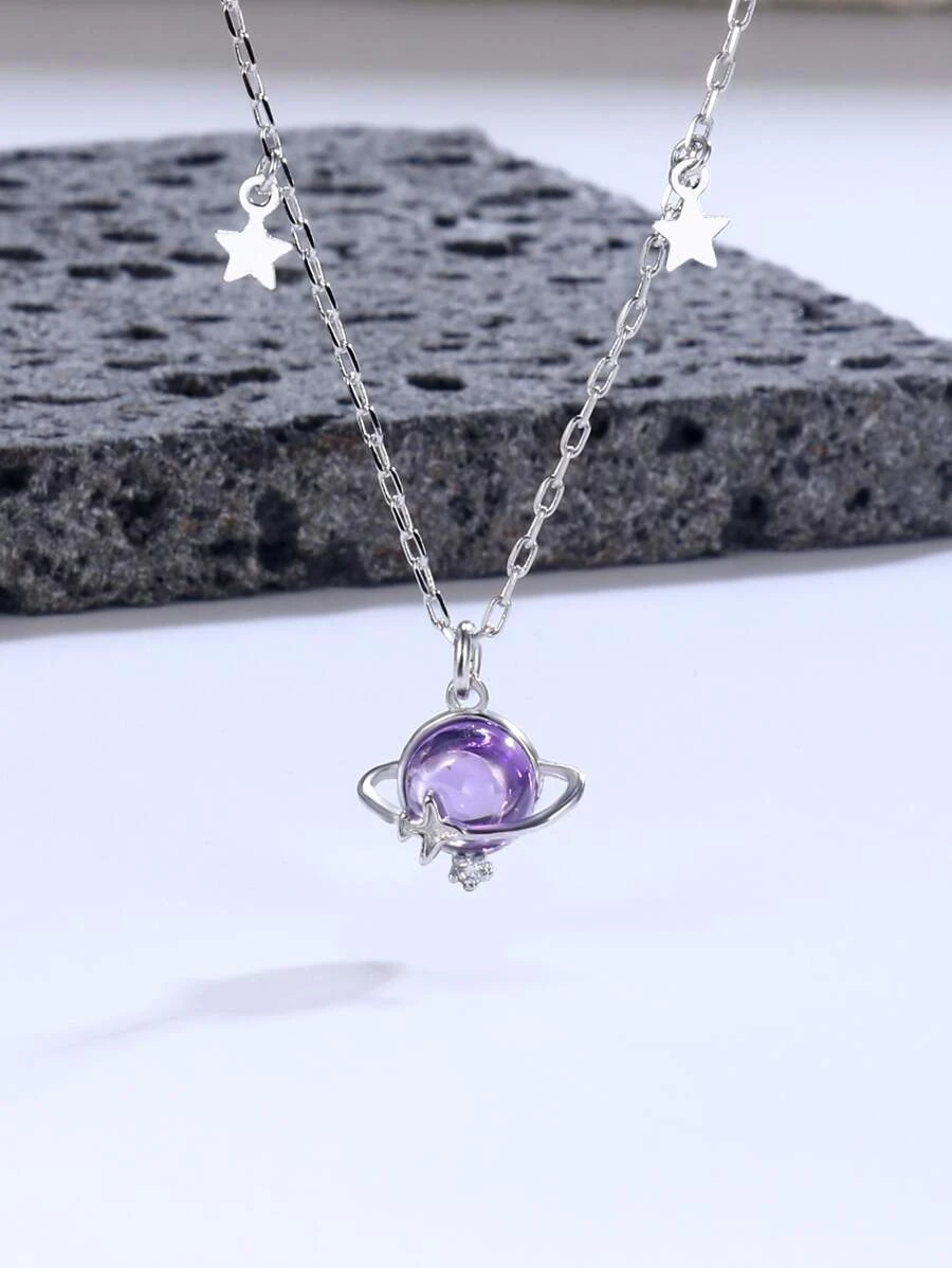 สร้อยคอ ตกแต่ง พลอยเทียม จี้ เครื่องบิน kk-108