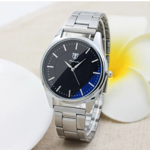 EW40-นาฬิกาข้อมือควอตซ์ สายแสตนเลส สีฟ้า สไตล์นักธุรกิจ แฟชั่นสําหรับผู้ชาย