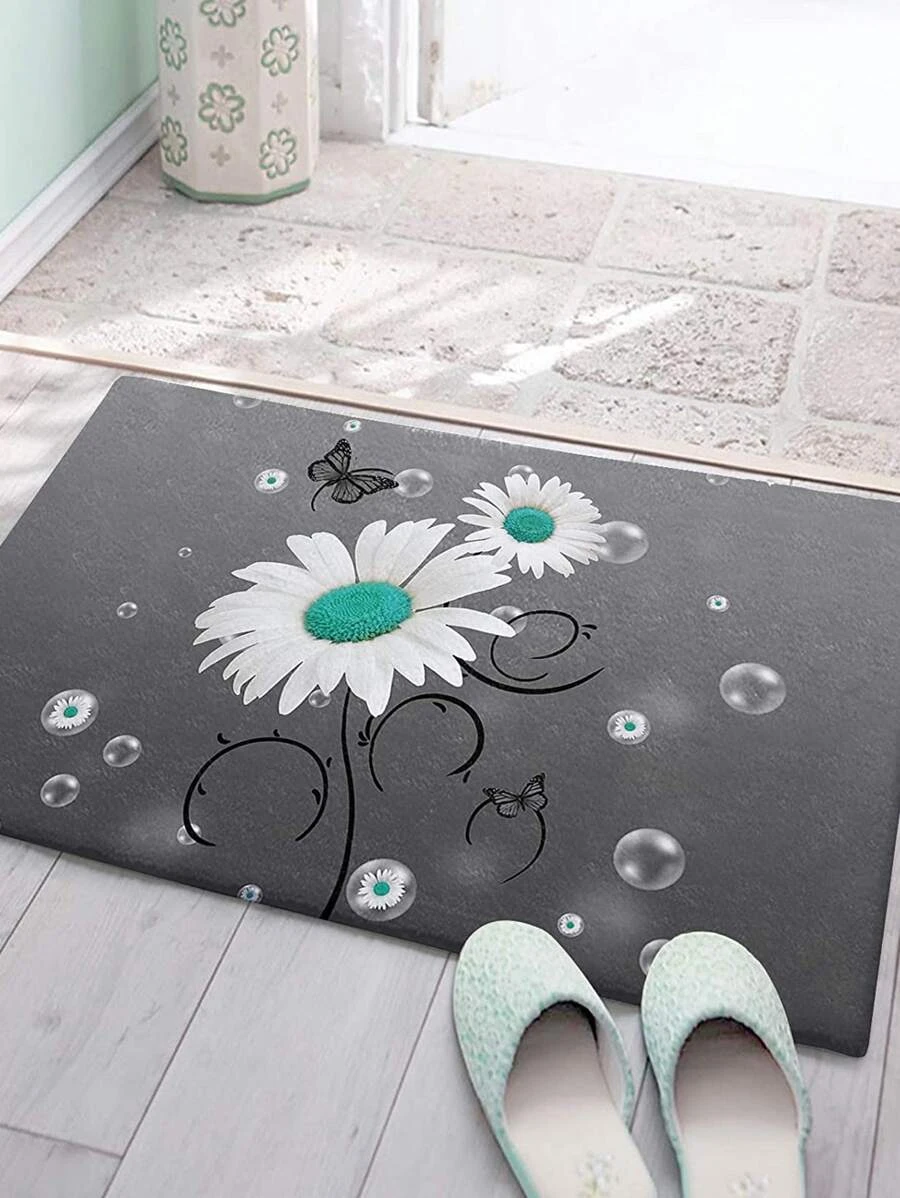 พรมหน้าประตู ลาย ดอกไม้ กันลื่น 1 ชิ้น jj-39