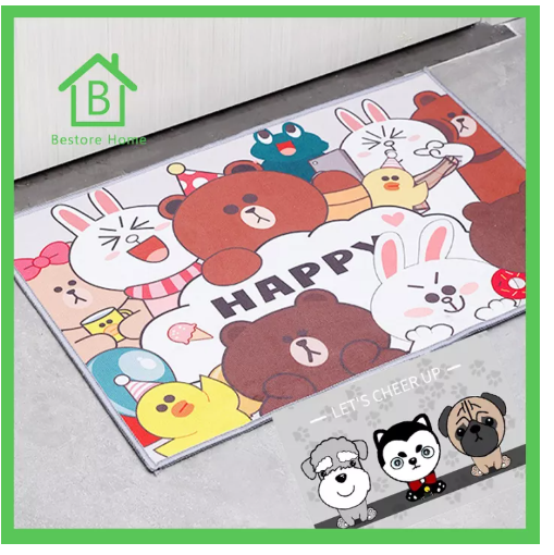 UTI50-Bestore Home (╹ڡ╹ ) พรมเช็ดเท้า พรมปูพื้น ลายการ์ตูนน่ารัก พรมตกแต่งบ้าน ห้องนั่งเล่น ห้องครัว ห้องน้ำ กันลื่น พื้นนุ่ม พร้อมส่งในไทย