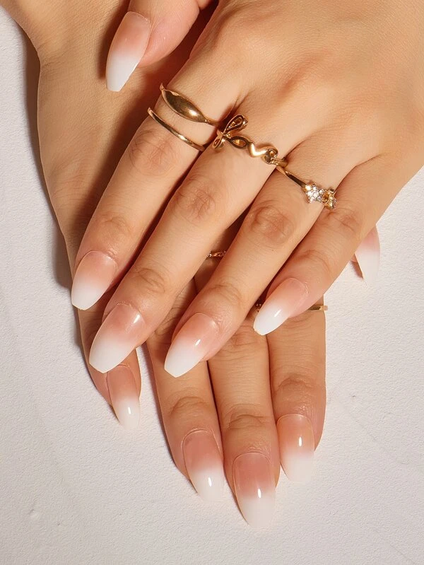 24 ชิ้น เล็บปลอม ทรงคอฟฟิน สั้น & ตะไบเล็บ 1 ชิ้น & เทป 1 แผ่น c-20